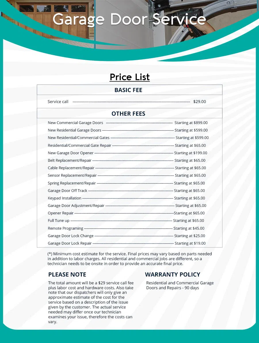 Garage Door Mobile Service Repair Chicago, IL 773-654-2147